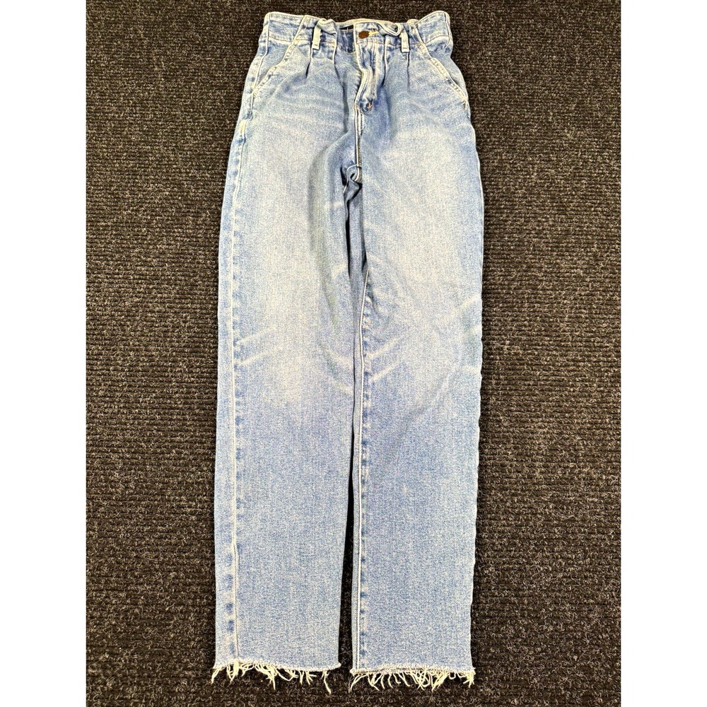 Hollister Ultra High Rise Mom Jeans Womens 25x27 Light Wash Frayed Raw Hem